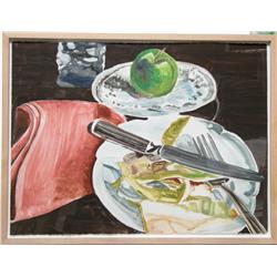 Carolyn Brady, Still life with Green Apple, Watercolor 