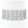 18k White Gold 6.65 ctw 6 Row Diamond by the Yard Wide Flexible Statement Bracel