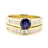 Image 2 : 1.25 ctw Blue Sapphire And Diamond Ring And Band - 14KT Yellow Gold