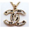 Image 3 : Chanel Gold-tone Chain CC Rhinestone Pendant Necklace
