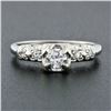 Image 2 : Vintage 14k White Gold 0.37 ctw Round Diamond Solitaire & Accents Engagement Rin