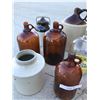 Image 3 : Redwing Stoneware Crock (no lid), 2 Stoneware Jugs (lid has some damage), Brown & Clear Glass Bottle