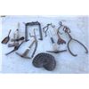 Image 1 : Tractor Seat, 2 Pick Axes, Grub Axe, Double Bladed Axe (partial handle), 2 Hay Saws, Coal Scoop, Hay