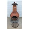 Image 2 : Huge Clay Chiminea w Metal Base, lid & 2 Screens (sm crack at bottom of opening)