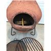 Image 4 : Huge Clay Chiminea w Metal Base, lid & 2 Screens (sm crack at bottom of opening)