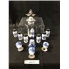 Image 1 : Delft Spice Containers, Bell & Egg Cups, Avon Pipe Shaped Perfume Bottle & Vintage Milkmaid Dutch Be