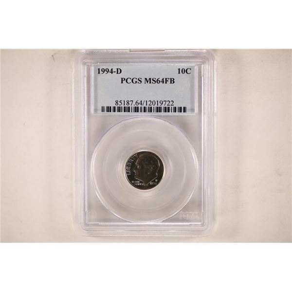 1994-D ROOSEVELT DIME PCGS MS64FB