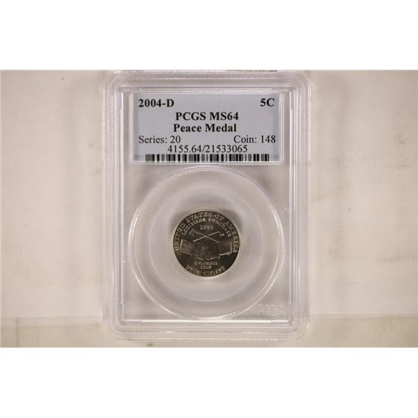 2004-D PEACE MEDAL NICKEL PCGS MS64
