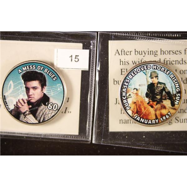 2-COLORIZED ELVIS PRESLEY KENNEDY HALF DOLLARS