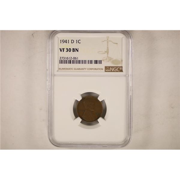 1941-D LINCOLN CENT NGC VERY FINE 30BN