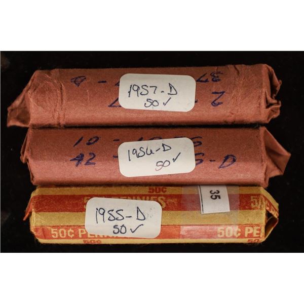 3 SOLID DATE ROLLS OF LINCOLN WHEAT CENTS: