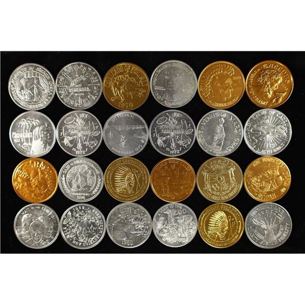 24 ASSORTED ALUMINUM MARDI GRAS TOKENS