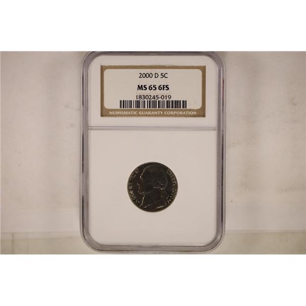 2000-D JEFFERSON NICKEL NGC MS65 6FS