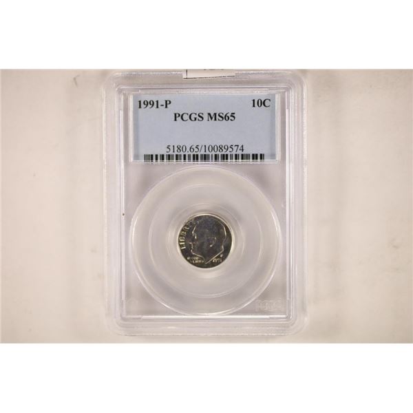 1991-P ROOSEVELT DIME PCGS MS65