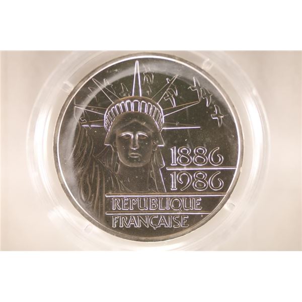 1986 FRANCE 100 FRANC "LIBERTY" SILVER PIEDFORT