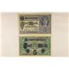 Image 1 : 2-1917 GERMAN 5 MARK BILLS 1-CRISP UNC & 1-AU