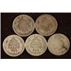 Image 2 : 5 ASSORTED 1880'S SEATED LIBERTY DIMES