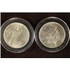 Image 2 : 2 BRILLIANT UNC 1922 PEACE SILVER DOLLARS IN HARD