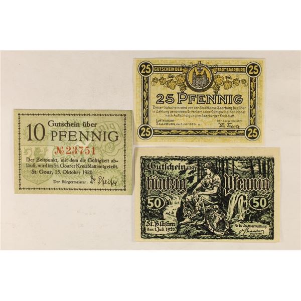 3-1920 GERMAN NOTES CRISP UNC: 10 PFENNING, 25