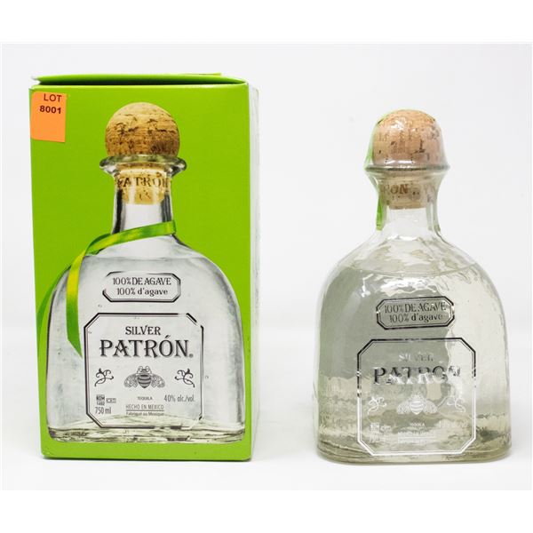 PATRON SILVER TEQUILA IN BOX 750ML 40% ALC