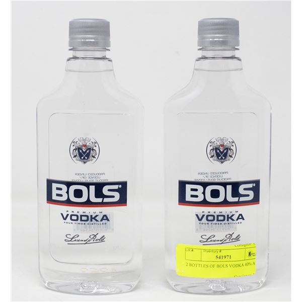 2 BOTTLES OF BOLS VODKA 40% ALC