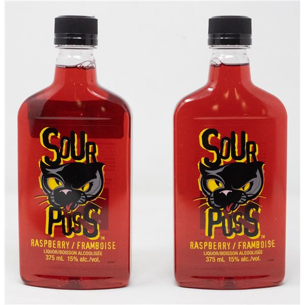 2 BOTTLES OF SOUR PUSS RASPBERRY 15% ALC