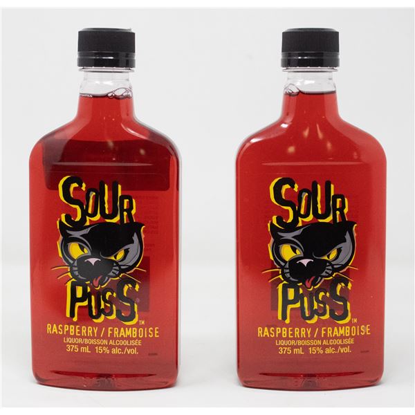 2 BOTTLES OF SOUR PUSS RASPBERRY 15% ALC