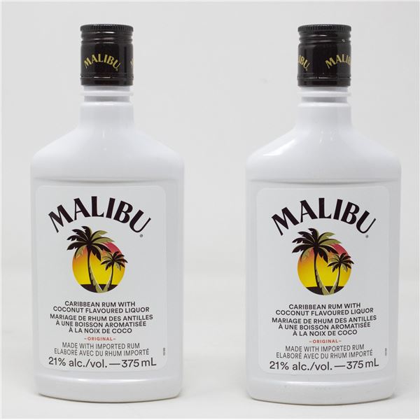 2 BOTTLES OF MALIBU CARIBBEAN RUM W/ COCONUT