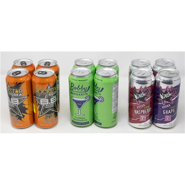 12 PACK OF ASSORTED MIXED DRINKS INCLUDING