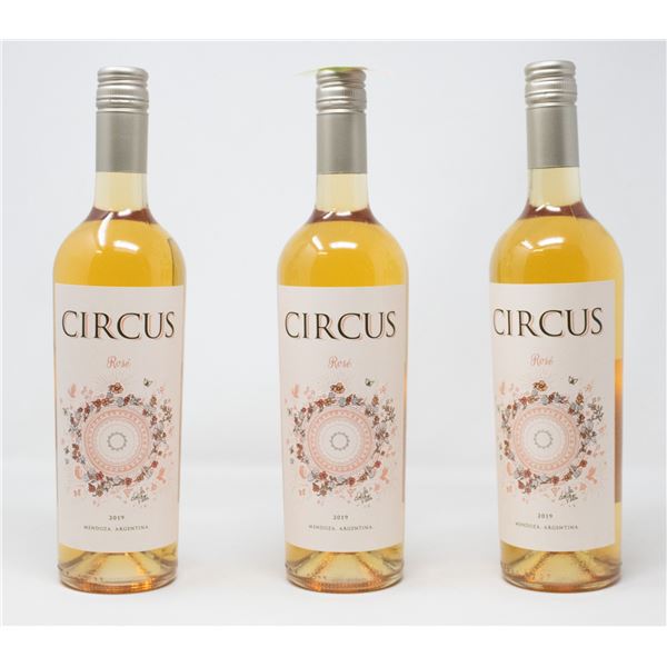 3 BOTTLES OF CIRCUS ROSE 2019 750ML 14% ALC