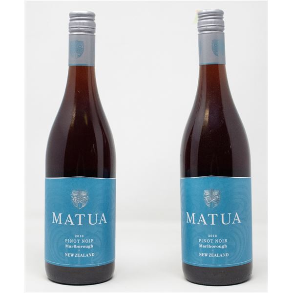 2 BOTTLES OF MATUA PINOT NOIR 2018 750ML 12% ALC
