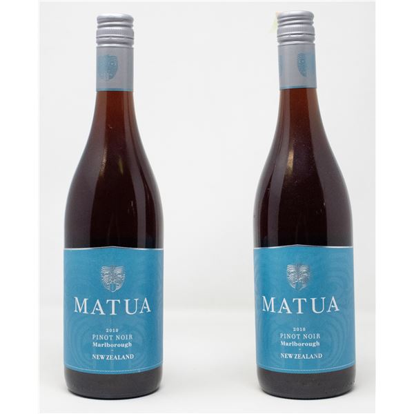 2 BOTTLES OF MATUA PINOT NOIR 2018 750ML 12% ALC