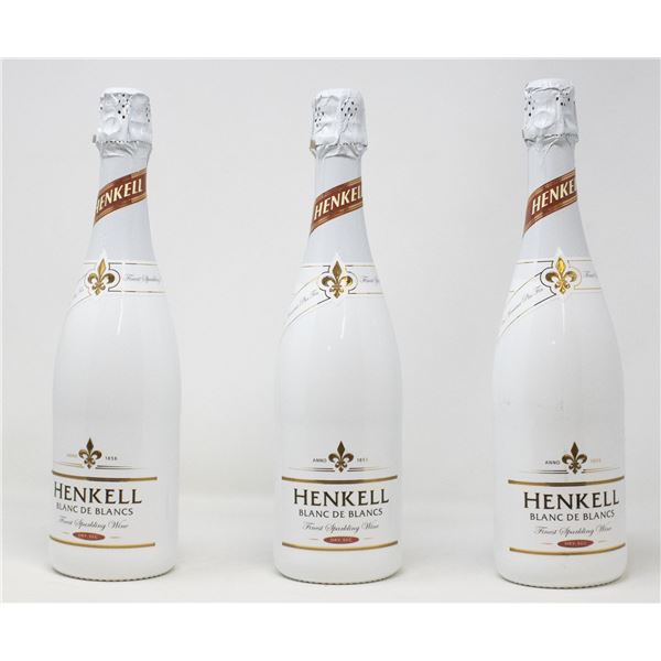 3 BOTTLES OF HENKELL BLANC DE BLANCS SPARKLING