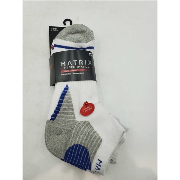 Matrix Quarter Crew Socks (3 pairs- size 7-11.5)