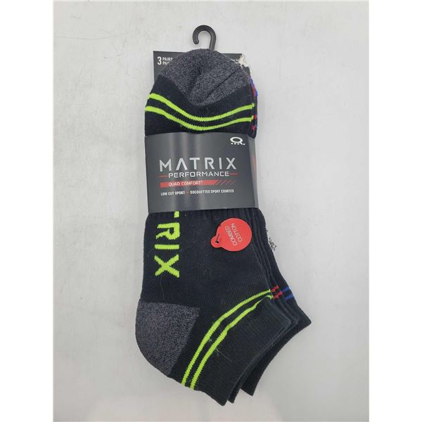 Matrix Quarter Crew Socks (3 pairs- size 7-11.5)