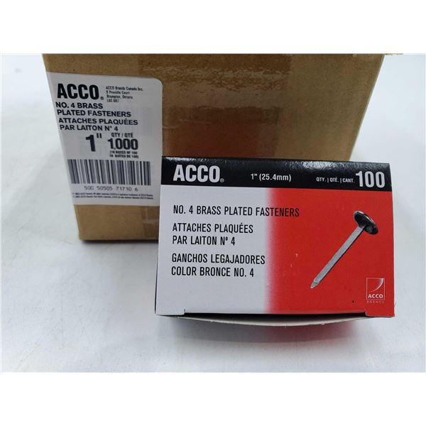 Acco No. 4 Brass Plated Fasteners (1000ct)