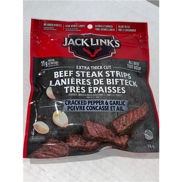 Jack Links Extra Thick Cut Beef Steak Strips , Cracked Pepper & Garlic - 74g