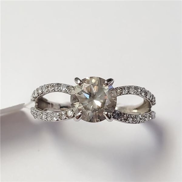 14K White Gold Diamond (1.3Ct,I1,Light ) Diamond(0.3ct) Ring (~weight 2.14g),  Appraised $9030