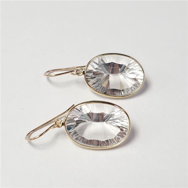 10K Yellow Gold White Topaz(10ct) Earrings (~weight 2.44g), Appraised Retail $1060