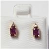 Image 1 : 14K Yellow Gold Ruby And Diamond Earrings, Made in Canada,  Retail Value $700
