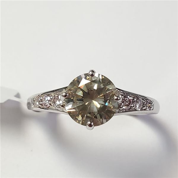 14K White Gold Diamond (1.6Ct,Si1,) Light Pink Diamond(0.08ct) Ring Appraised $15.975.00