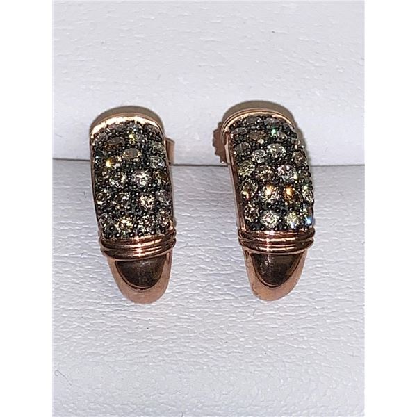 Appraisal $1,600.00 - 1.0 Carat Diamond Rose Gold Cluster Earring Set with certificate
