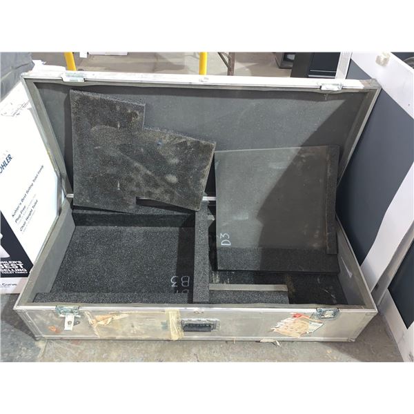 Aluminum Locking equipment case with carry handle/foam inserts - approx 50" x 22" x 10"