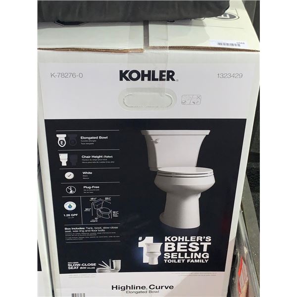 NEW Kohler K-78276-0 Highland Curve Elongated Bowl Toilet - White