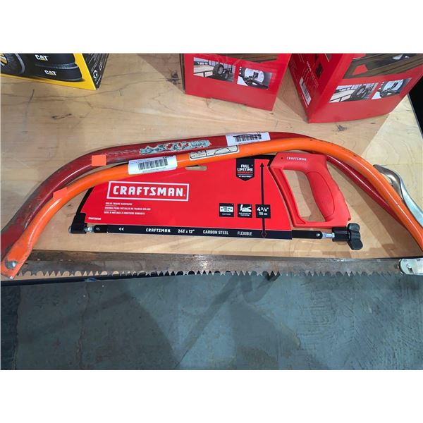 Lot of 3 Assorted Saws, 2 Hacksaws 1 Miter Saw