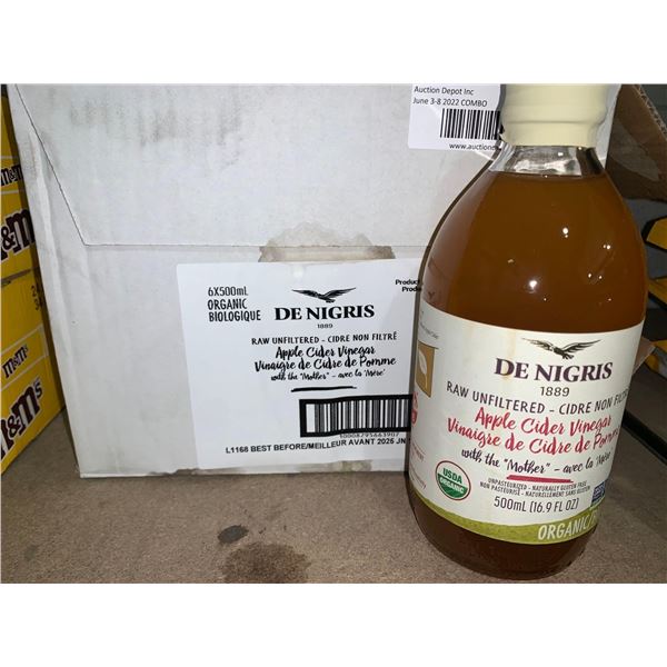 De Nigris Organic Raw Unfiltered Apple Cider Vinegar 6x500ml