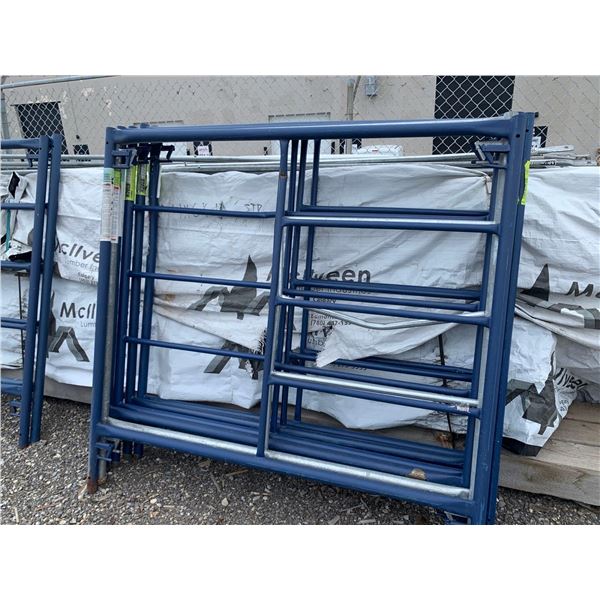 Wholesale Lot - Blue Scaffolding ends loy of 8 with assorted x beams and aluminum decks as pictured