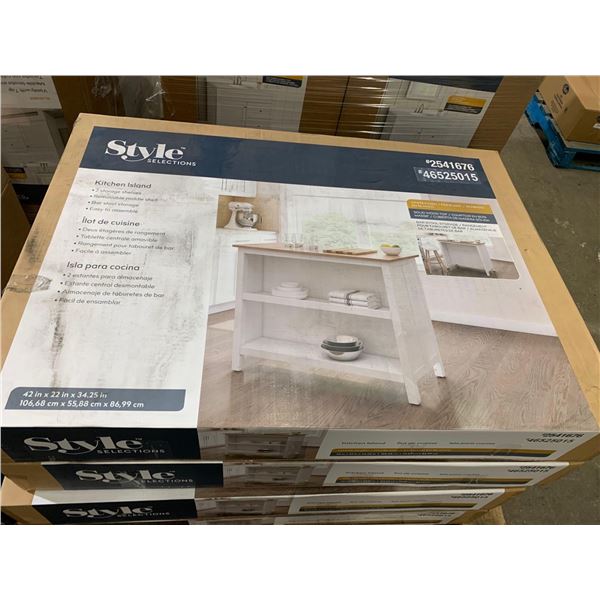 Style Selections 2 Shelf Kitchen Island - White & Natural