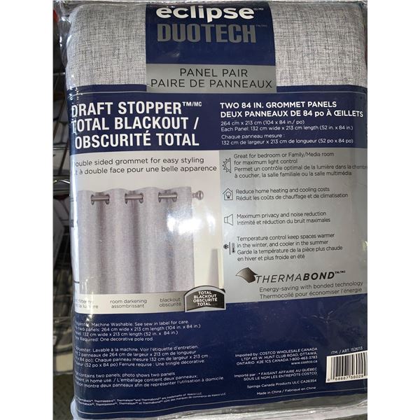 New Eclipse Duotech Draft Stopper Blackout Curtain Set - Pack of Curtains