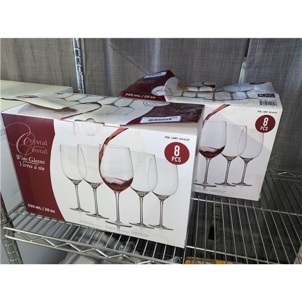 New Crystal Cristal 20oz Wine Glasses - Lot of 2 x 8 Piece